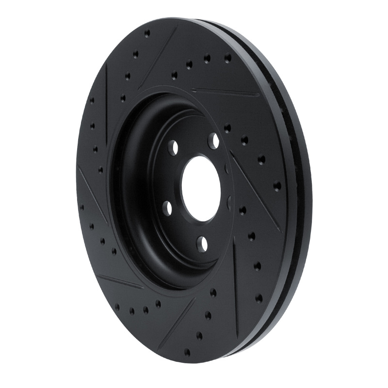 Jaguar F-Pace Brake Rotor (1) - Front Right - R1 Concepts - Drilled & Slotted - Black - `17-`19